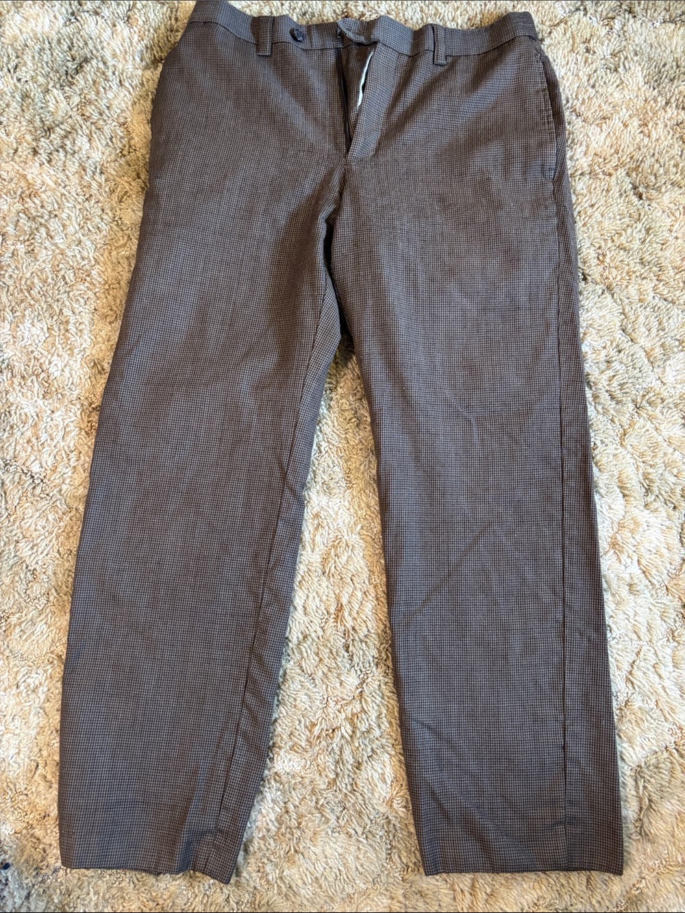Ralph Lauren Brown Micro-Check Dress Pants